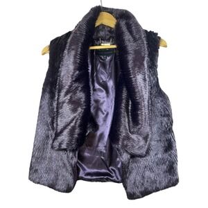Steve Madden Faux Fur Vest PURPLE Sleeveless Glam BOHO Vest Size Medium RETRO‎